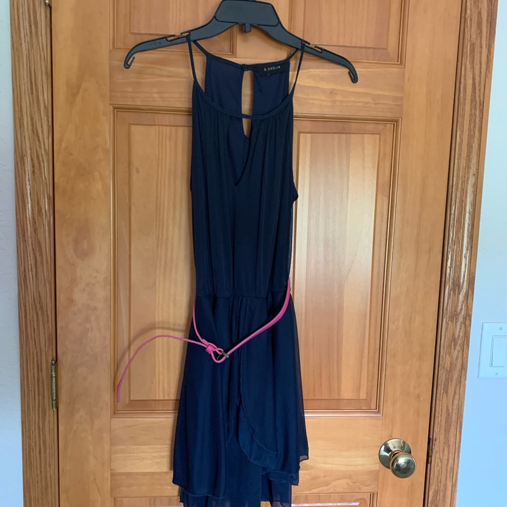 B Darlin Navy Chiffon Dress
